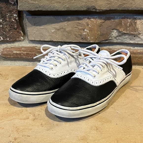 Vans Spectator Lo Tuxedo Black and White Leather Sneakers - Picture 1 of 9